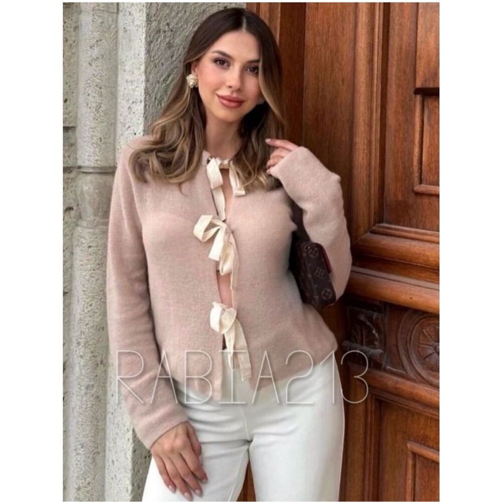 ZARA BOWS KNIT CARDIGAN